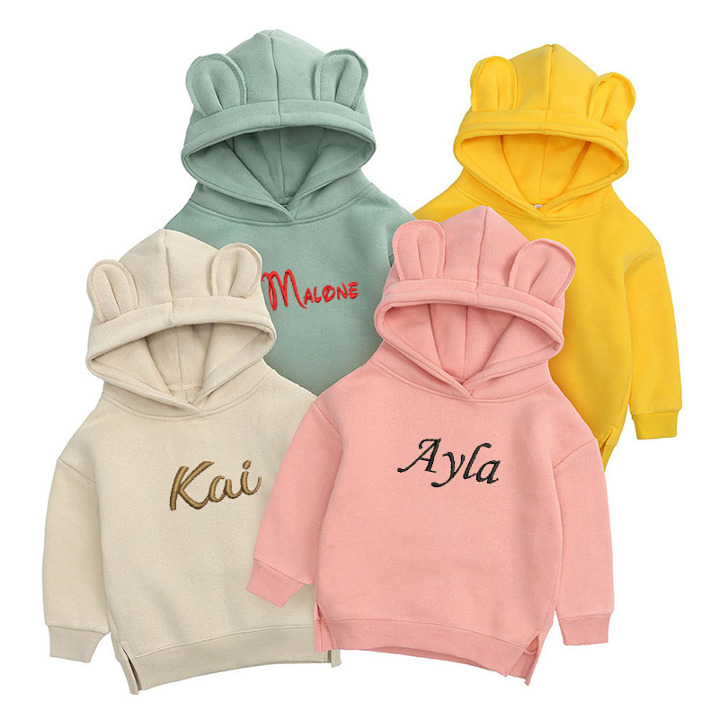 Baby Clothing Names - Bordado personalizado crianças urso hoodie nome