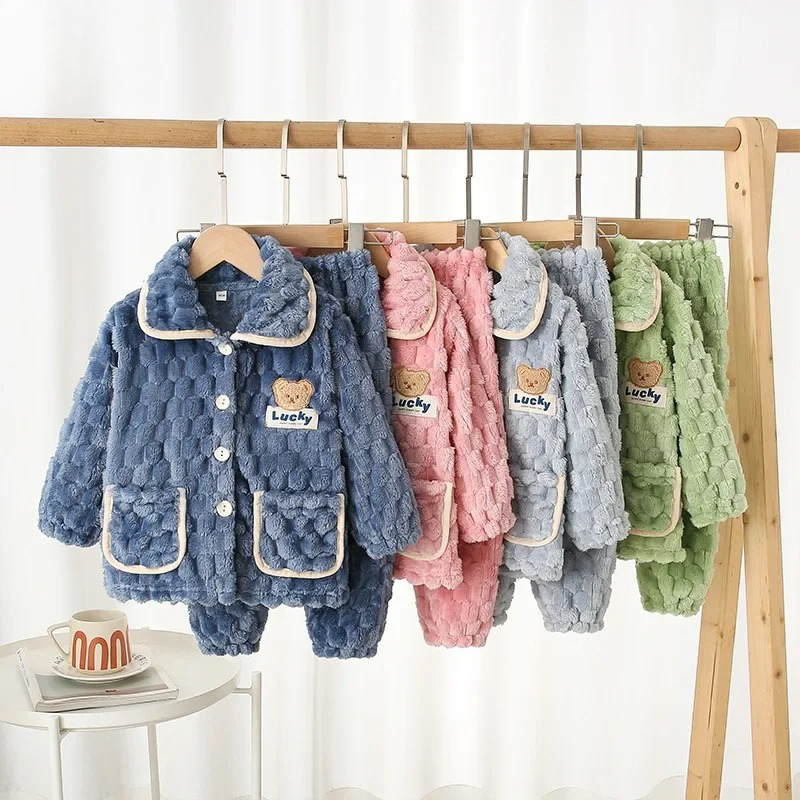 Baby Clothing For Sleep - Crianças meninos meninas outono inverno flanela